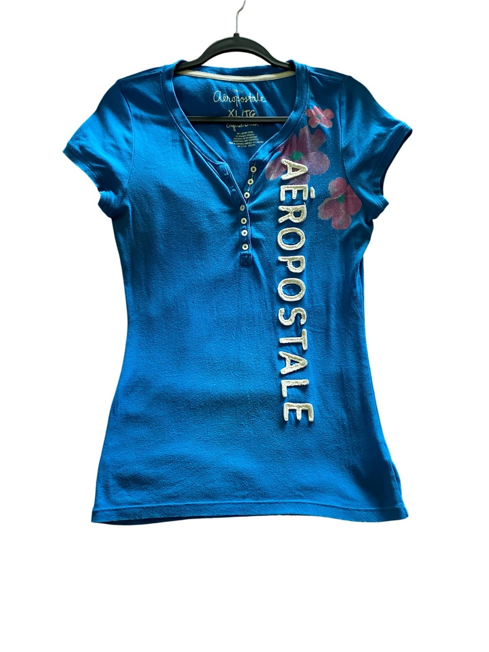 Aeropostale Henley XL Fitted Top Short Sleeve Tee 2000s Aesthetic Y2K 2011